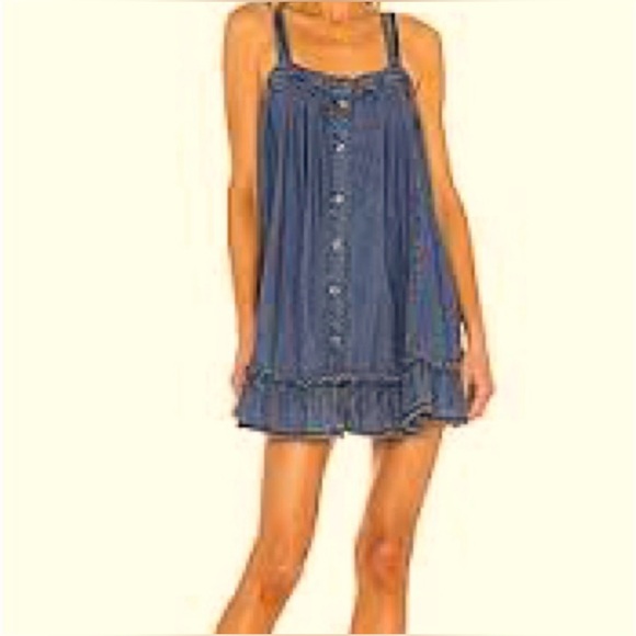 Free People Wild One Denim Mini Dress - M - Picture 2 of 5